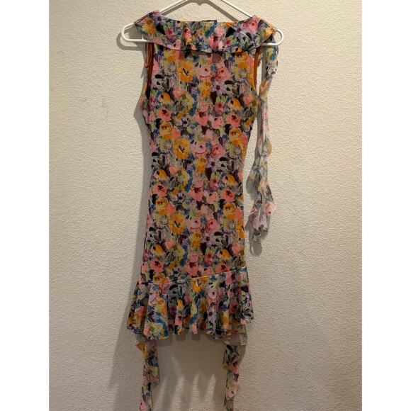 Zara NEW Multicolor Floral V-Neck Sleeveless Ruffle Mini Dress Size S - Picture 3 of 10